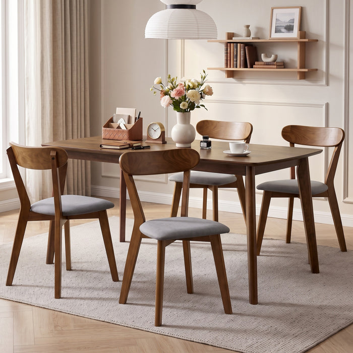 HOMCOM Dining Chairs Set of 4 with Curved Backrest, Grey and Brown