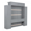Glenn Engineered Wood Murphy Bed With Shelves And Led Lighting, Queen Size - Grey | Lit Mural Escamotable Glenn En Bois Composite Avec Etageres Et Eclairage Led, Taille Queen - Gris