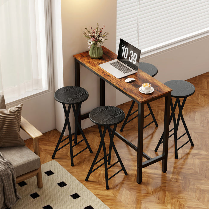 HOMCOM 24\" Bar Stools Set of 4, Folding Bar Chairs with Footrest, Black