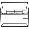 Liam House Bunk Bed with Built-in Ladder and Metal Frame,Twin Over Twin Size,Black  | Lits superposes Liam en forme de maison avec echelle integree et cadre en metal, taille Twin sur Twin, noir