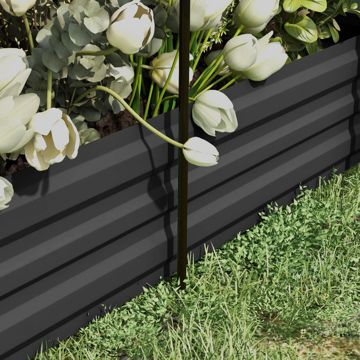 Outsunny Galvanized Raised Garden Bed With Crop Cage And Shade Cloth