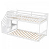 Liam Floor Bunk Bed with Ladder and Storage,Twin over Twin,White Twin Bed | Lit superpose Liam au sol avec echelle et rangement, simple sur simple, blanc