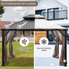 Costway 12ft X 10ft Hardtop Gazebo 2-tier Outdoor Galvanized Steel Canopy Brown