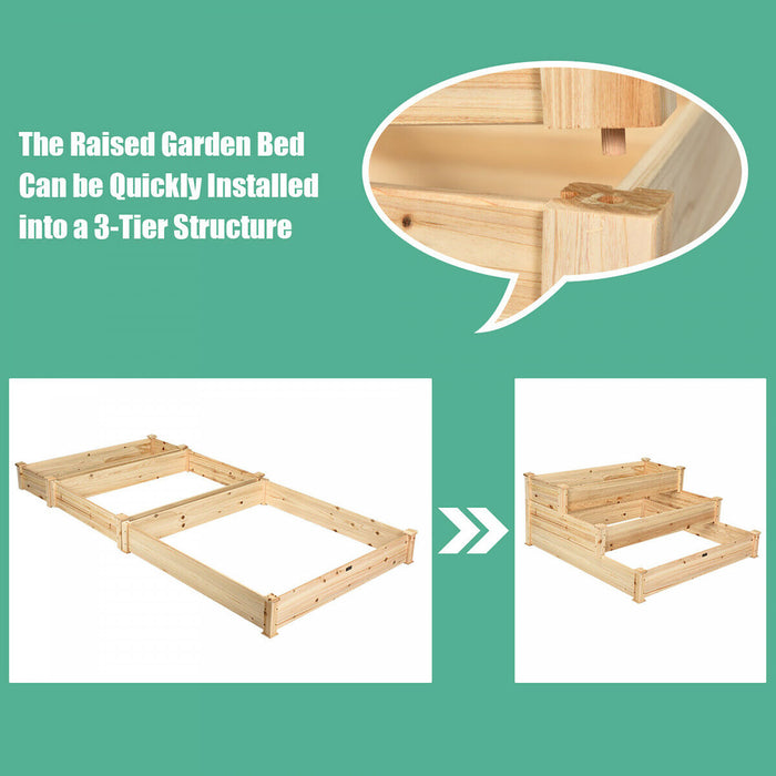 Costway 3 Tier Wooden Raised Vegetable Garden Bed Elevated Planter Kit Outdoor Gardening