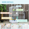 Pawhut 36" Bird Cage For Finches, Canaries Budgies, Parrot Cage With Accessories Handle, White|Pawhut 36" Cage A Oiseaux Ara Maison De Jeu Cacatoes Perroquet Cage De Vol 2 Portes Perchoir 4 Mange
