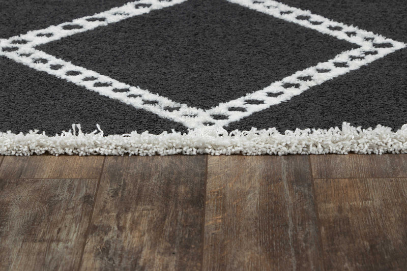 Zelda Contemporary 9'10\" x 12'10\" Area Rug in Black Indoor Area Rug