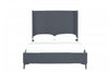 Promenade Mid-Century Modern Upholstered Velvet Full Bed in Gray | Lit complet Promenade style milieu du siecle moderne en velours gris capitonne