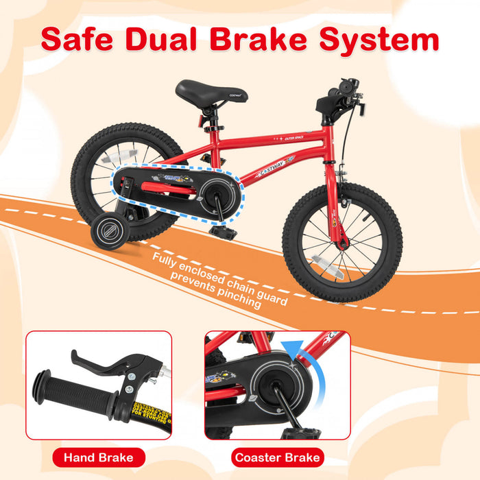 Costway 14-inch Kid's Bike For 3-5 Years Old With Adjustable Saddle & Anti-slip Handlebar Red