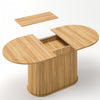 Noah Extendable Oval Dining Table with Striped Legs,Light Brown | Noah Table a manger ovale extensible avec pieds rayes, brun clair