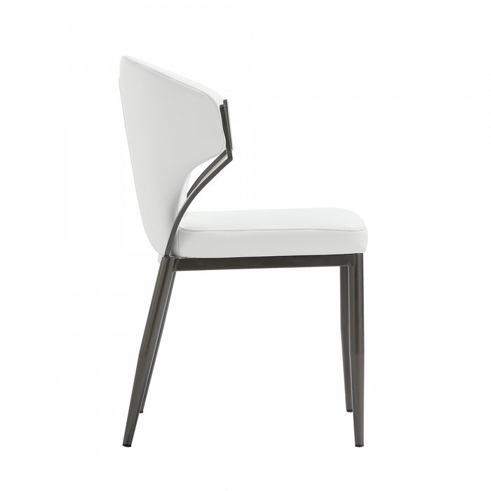 Kirsten Modern Metal Vegan Leather Dining Chair in White - Set of 2 Armoire