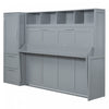 Dennis Engineered Wood Full Murphy Bed With Shelves And Drawers - Grey | Lit Mural Escamotable Dennis En Bois Composite, Taille Double, Avec Etageres Et Tiroirs - Gris