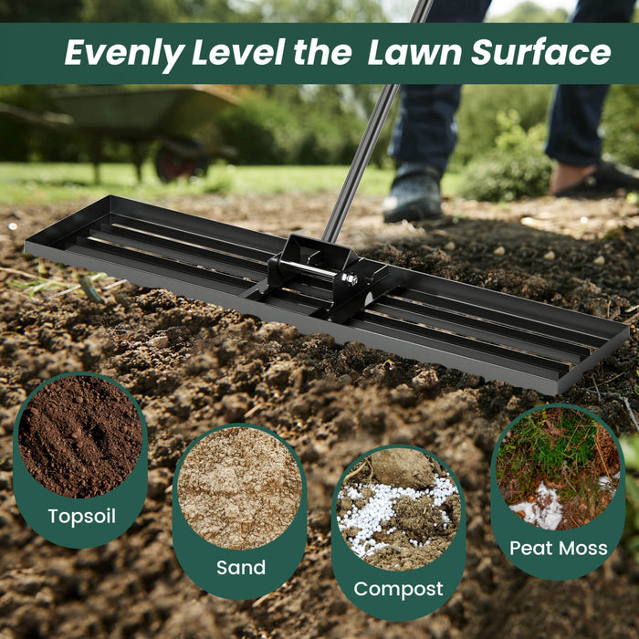 Costway Lawn Leveling Rake 42\" X 10\" Heavy Duty Level Lawn Tool For Garden Backyard/lawn Black