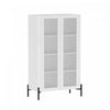 Abbey Modern 32" Tempered Glass Bookcase Cabinet in White (4-Shelf) | Armoire bibliotheque moderne Abbey 32" en verre trempe blanc (4 etageres)