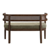 Rattan 47.5 Inch Rattan Upholstered Loveseat with Hand-Woven Backrest, Green, Walnut | Rattan Causeuse Rembourree en Rotin 47.5 po avec Dossier Tisse Main, Vert, Noyer