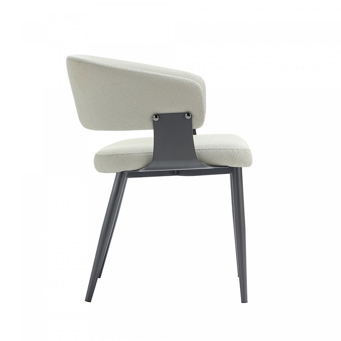 Luce Modern Metal Textured Vegan Leather Dining Chair in Oatmeal