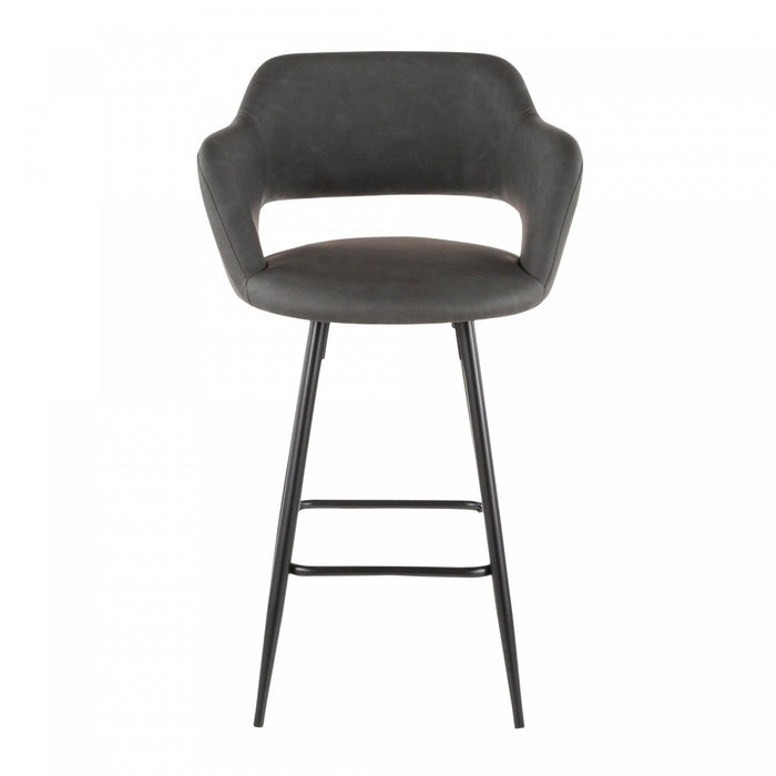 LumiSource Margarite Grey Faux Leather Contemporary Counter-Height Stool - Set of 2
