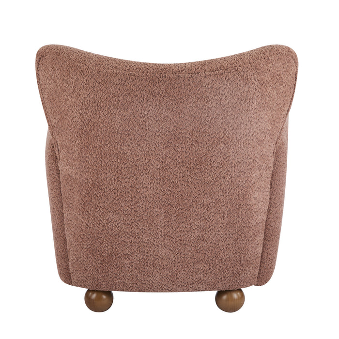 Wingate Cozy Wingback Armchair with Premium Fabric and Solid Wood Legs, Coral, Teak