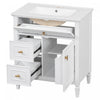 Olivia 30" Bathroom Vanity with Ceramic Sink and Solid Rubberwood, White | Olivia Meuble-lavabo de 30" avec vasque en ceramique et bois caoutchouc massif, Blanc