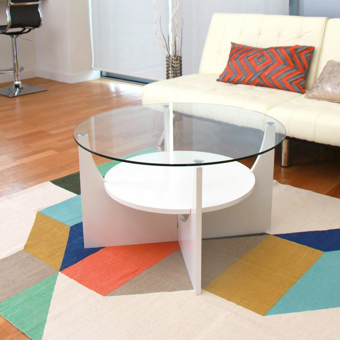 LumiSource U-Shaped Contemporary Coffee Table - White