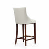 Shubert Modern Wood Upholstered Barstool in Ivory - Set of 3 | Tabouret de bar moderne en bois Shubert avec revetement en ivoire - Lot de 3
