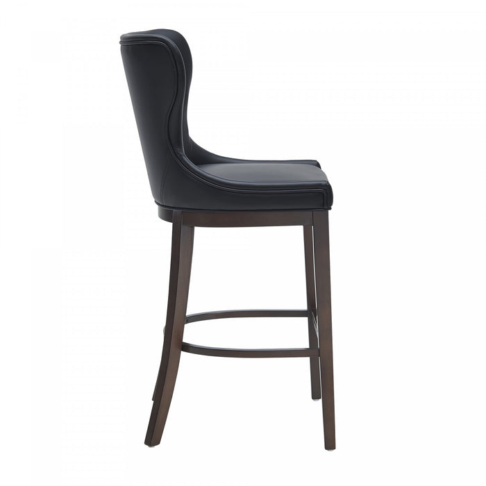 Blair Modern Wood Upholstered Barstool in Black - Set of 2 Bar Stool