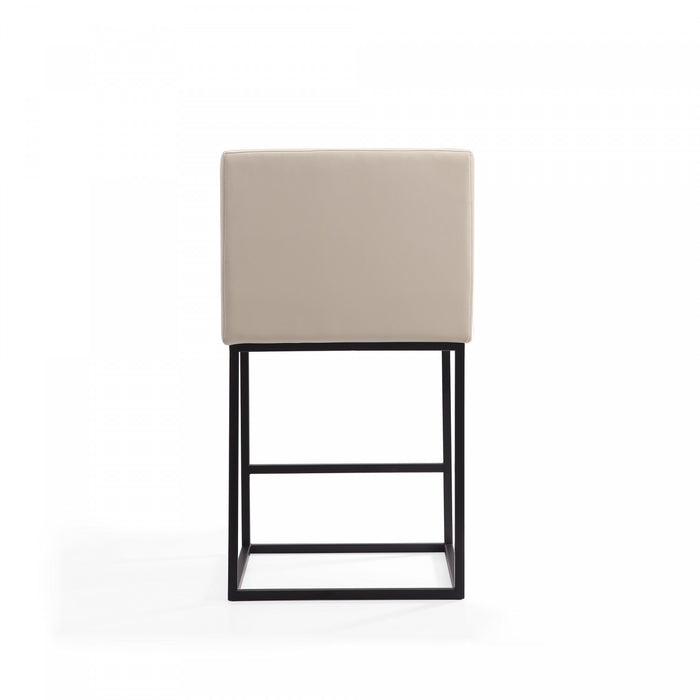 Ambassador Mid-Century Modern Metal Upholstered Counter Stool in Cream - Set of 3 Bar Stool