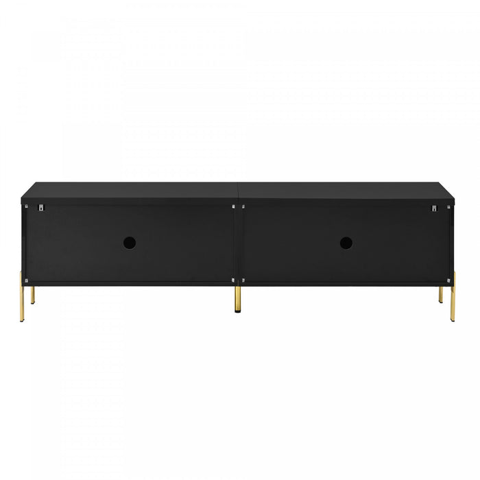 Croma 67 Inch Modern High-Gloss TV Stand with Cable Management and Gold Trim, Black