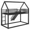 Liam House Metal Bunk Bed with Ladder and Slide, Twin Over Twin Size, Black  | Lits superposes Liam en metal avec echelle et toboggan, taille Twin sur Twin, noir