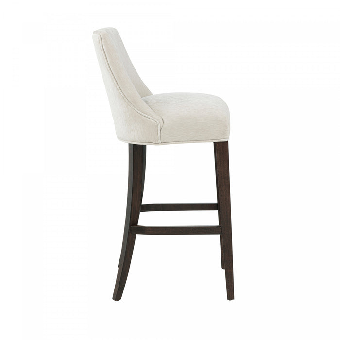 Beever Modern Chenille Wood Upholstered Barstool in Cream - Set of 3 Bar Stool