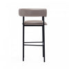 Onda Contemporary Vegan Leather Metal Upholstered Barstool in Taupe | Tabouret de bar contemporain Onda en similicuir vegan et metal, coloris taupe