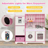 Costway Kids Kitchen Playset Wooden Toy With Adjustable Led Lights & Washing Machine