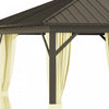 Outsunny 10' X 12' Hardtop Gazebo Canopy With Galvanized Steel Roof, Aluminum Frame, Permanent Pavil|Outsunny 10' X 12' Tonnelle D'exterieur A Toit Rigide Gazebo Avec Cadre En Aluminium Parois Laterale