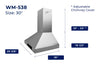 Hauslane | Chef 30-in Convertible Stainless Steel Wall-Mounted Range Hood | Hauslane | Hotte de cuisiniere murale convertible en acier inoxydable de 30 pouces