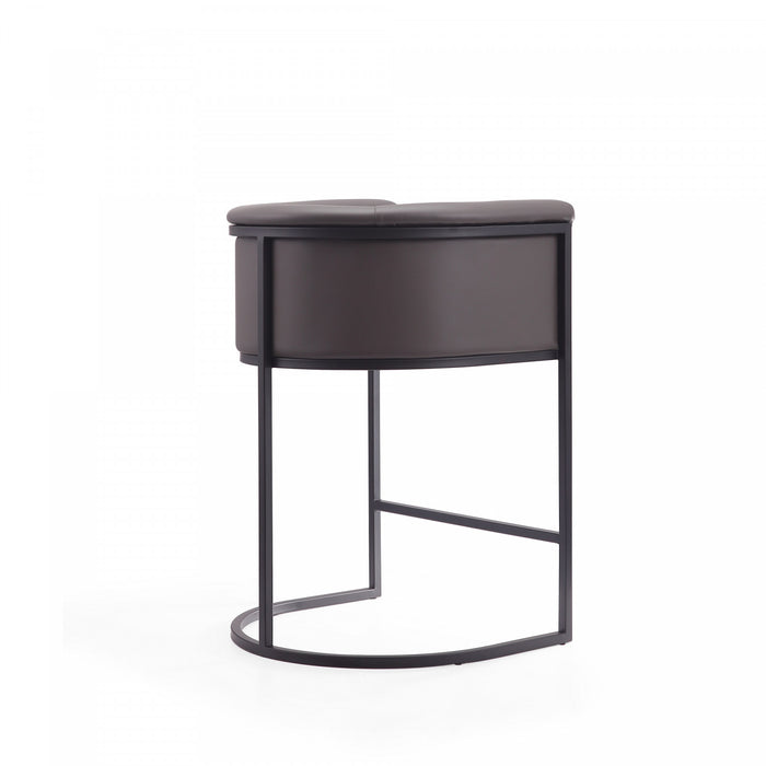 Cosmopolitan Mid-Century Modern Metal Upholstered Counter Stool in Graphite - Set of 3 Bar Stool