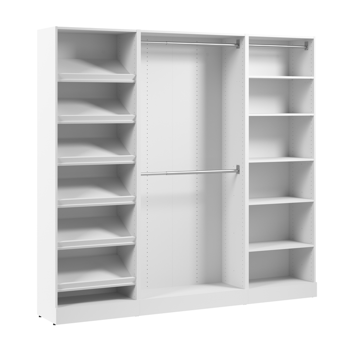 Bestar Florence 85\" Modular Reach-In/Walk-In Closet System with Rods and Shoe Shelves - White