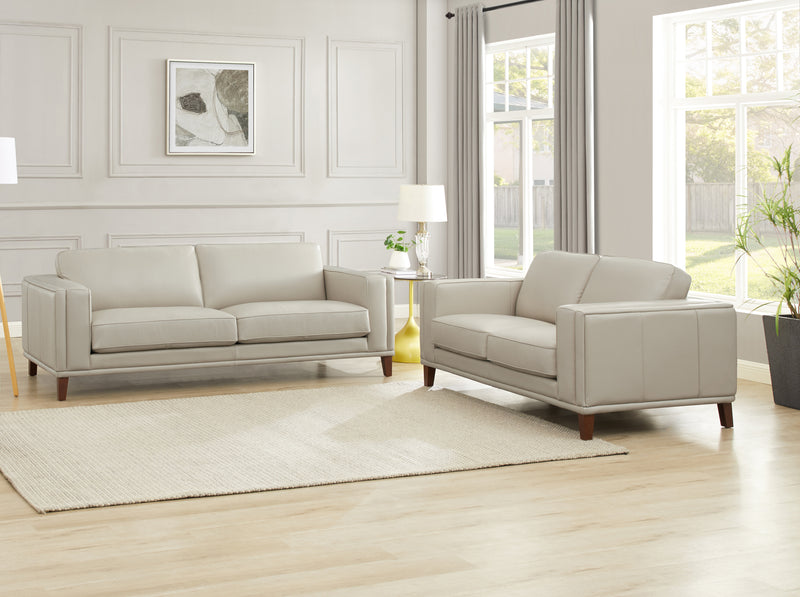 Hydeline Lyon Leather Loveseat - Vanilla