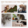 Pawhut 49" Cat Tree With Hammock, Cat Condo Tower With Scratching Post For Indoor Cats, Grey|Pawhut 49'' Arbre A Chat Tour Chaton Griffoir Griffoir Grattoir Grimper Centre D'activites Maison De