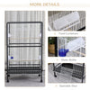 Pawhut 30x20.5x54-inch Bird Cage Parrot Macaw Finch Cockatoo Flight Cage With Wheels Black/white|Pawhut Cage A Oiseaux 30 X 20,5 X 54 Pouces Perroquet Macaw Finch Cockatoo Flight Cage Avec Roues No