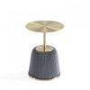 Anderson Modern Metal Top Upholstered End Table in Gray - Set of 2 | Table d’appoint moderne Anderson avec plateau en metal et revetement en tissu gris – Lot de 2