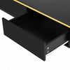 Lustra 39.4 Inch Modern High-Gloss Coffee Table with Dual Drawers and Gold Accents, Black | Lustra Table Basse Moderne Haute Brillance 39.4 po avec Double Tiroirs et Accents Dores, Noir