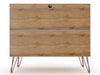 Rockefeller Mid-Century Modern 35" Dresser in Gray (3-Drawer) - Set of 2 | Commode Rockefeller Mid-Century Modern 89 cm en gris (3 tiroirs) – Lot de 2
