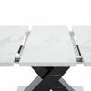 Liam Modern Rectangle Stretchable Dining Table with X-Shape Legs and Metal Base,Black | Liam Table a manger rectangulaire moderne extensible avec pieds en X et base en metal, noir