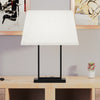 22" Black Modern Rectangular Table Lamp with Fabric Shade | Lampe de table rectangulaire moderne noire de 22 po avec abat-jour en tissu