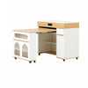 Avery Extendable Dining Table with Rolling Kitchen Island,White | Table a manger extensible Avery avec ilot de cuisine roulant, blanc