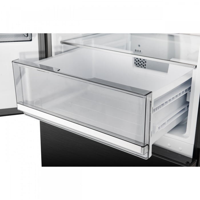 Forno Custodia 24\" Bottom Freezer, 10.3 cu.ft., Left Swing, Ice Maker, Black - FFFFD1766-24BLK-LS Refrigerator