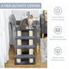 Pawhut 4 Tier Pet Stairs Dog Cat 4 Steps Kitty Scatching Post Cat Scratch Furniture Dark Grey|Pawhut Escalier A 4 Niveaux Pour Animaux De Compagnie Chien Chat 4 Marches Kitty Poteau A Gratter Ch