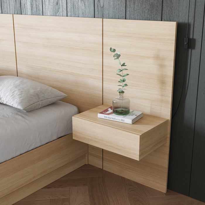 Nordika Milano Floating Nightstand Extension Panel Set Of 2 - Natural Blonde Oak