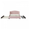 Jean Upholstered Platform Bed with Wingback Headboard and Storage Drawers,Queen Size,Pink Queen Bed | Lit plateforme Jean rembourre avec tete de lit a oreilles et tiroirs de rangement, taille queen, rose