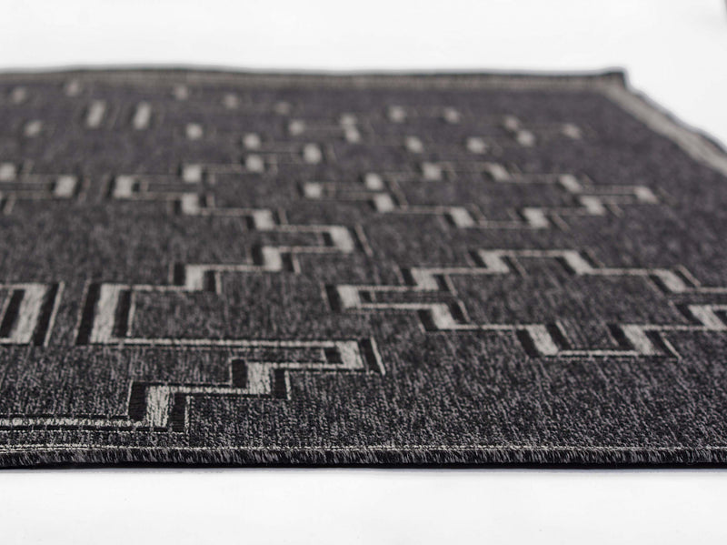 Esina Transitional 6'6\" x 9'0\" Area Rug in Black Indoor Area Rug