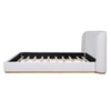 Lucas Low Profile Platform Bed Boucle Upholstered Wingback Headboard,King Size ,White King Bed | Lit plateforme Lucas a profil bas en boucle avec tete de lit a oreilles rembourree, taille king, blanc